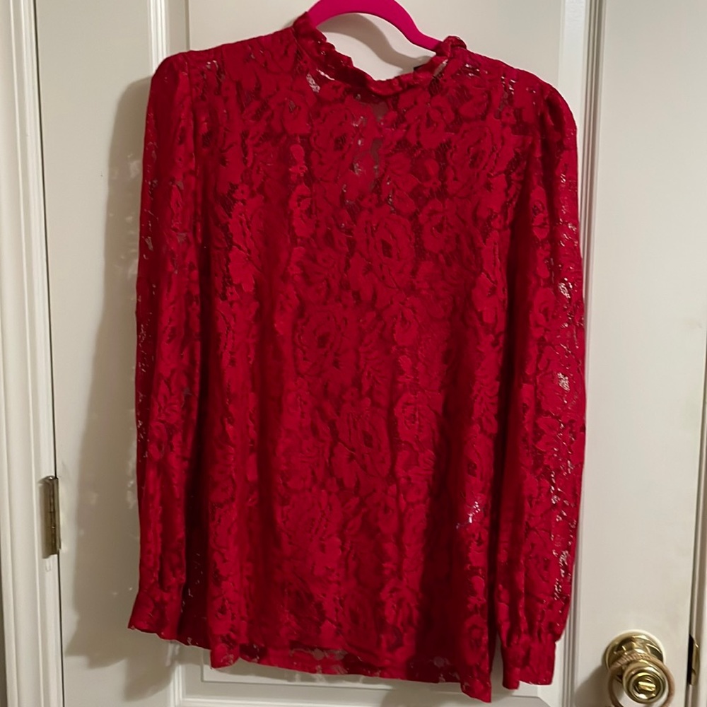 Red lace blouse